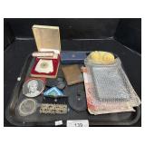Makeup Mirror, Razor, Perfume, Cat Dish.