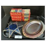 Christmas Snow Mica Flakes, Carnival Glass & Star.