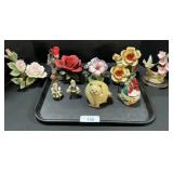 Lefton & Capodimonte Flower Figurines.