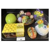 Vintage Painted Decorative Eggs & Egg Dishes.
