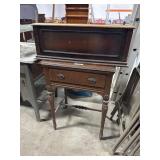 Vtg Sewing Table, Stereo Cabinet.