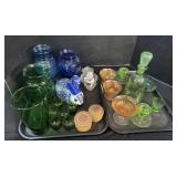Uranium Glass Candle Holders, Glass Vases.