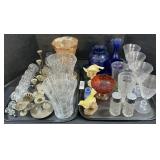 EAPG Glass Vases, Stemware, Candlesticks.