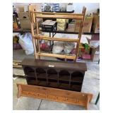 (2) Pine Hanging Shelves, Pine Book/Dvd Shelf.