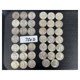 39 90% Silver Half Dollars.