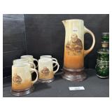 Lebeau Porcelaine Monk Pitcher & Mugs.