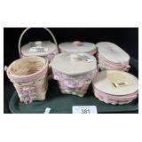 White & Pink Longaberger Baskets.