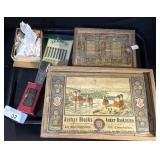Anchor Blocks, Cat Figure, Harmonica.
