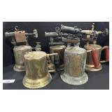 5 Vintage Brass Blow Torches.