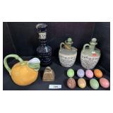 Stoneware Whiskey Jugs & Beam Decanter.