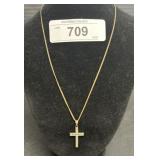 10k Gold Cross Pendant, Gold Filled Necklace Chain