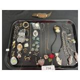 Costume Jewelry, Necklaces, Pins, Brooches.