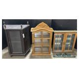 3 Wall-Hanging Curio Cabinets.