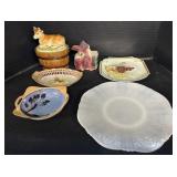 Japan Cow Canister, Lusterware, Floral Plates,