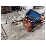 Vtg Pressed Steel Seeder & Hand Cart.