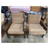 Vintage Wood Crate Style Armchairs W/Cushions.