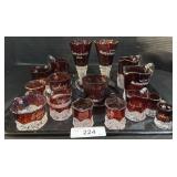 Ruby EAPG Glass Gettysburg Souvenir Glasses.