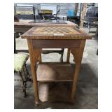 Vtg Inlaid Wooden Game Table.