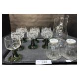 Floral Glasses, Glass Vase, Olive Jar.