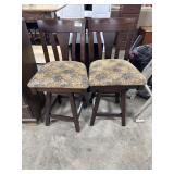 (2) Upholstered Walnut Barstools.