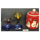 Blown Glass Vase, Bowls, Goblet, Hallmark Jar.
