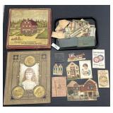 Vintage Toy Blocks, Paper Buildings. Ephemera.