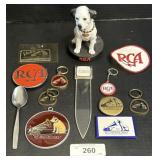 RCA Memorabilia, Bobble Head, Mirrors, Patch.
