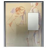 Signed & Framed Nude Watercolor Painting.