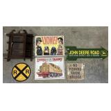 Metal Lionel Train Adv Signs & Curio Cabinet.