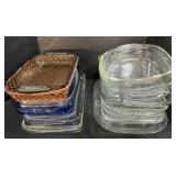 12 Glass Baking Pans, Pyrex, Fire-King.