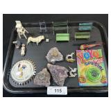 Cast Metal Figures & Benches, Amethyst Quartz.