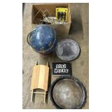 Folk Painted Santa Globe, Silver-Plated Tray.