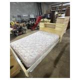 Vintage Blonde Mid-Century Bookcase Headboard Bed.