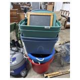 (7) Totes & Plastic Wash Tubs.