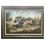 Signed & Framed Civil War Oil Painting On Canvas.