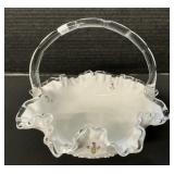 Handpainted Fenton Silver Crest Glass Bowl.