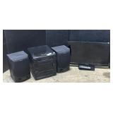 Samsung TV & Sony Stereo CD Player.
