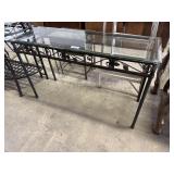 Wrought Iron Glass Top Console Table.