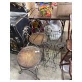 Vintage Parlor Chairs Pair & Metal Wire Tiered