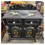 Antique Folk Art Painted Floral Commode Washstand.