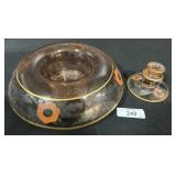 Vintage Pink Depression, Bowl & Candle Holder.