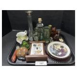 Vases, Collectors Plate, Wooden Cats, Cat Clock.