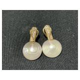 14 KT Gold Opal & Diamond Earrings,