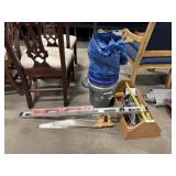 Hand Tools, Buckets, Tarps, Wooden Tool Tote.