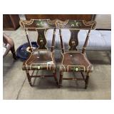 (2) Folk Art Painted Side Chairs.