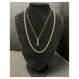 10K Gold, Diamond, & Ruby Pendant and Necklace.