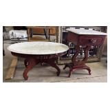 Victorian Style Carve Mahogany & Marble Tables.
