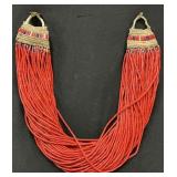 Vintage Konyak Naga Multi-Stand Red Bead Necklace.