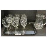 Stemmed Glasses, Etched Pitcher.
