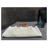 Lrge Sorial Tote Bag/ Purse & Blue Colored Vase.